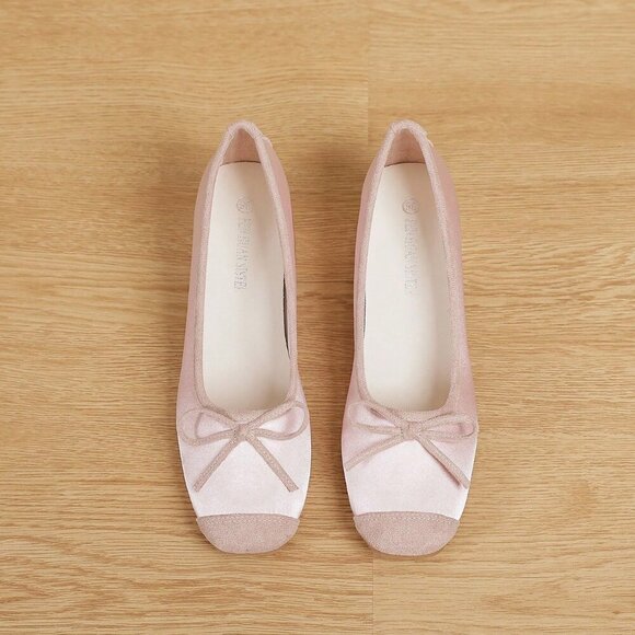 Pink Basics Women's Square Toe Chunky Heel Shoes - Picture 3 of 8